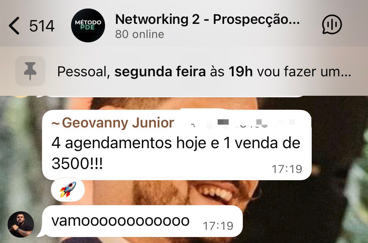 Geovanny Junior: 4 agendamentos hoje e 1 venda de R$3.500